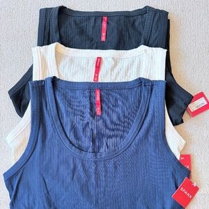 SPANX Tank Bundle — Stretch Rib Scoop Neck 3-Pack (Black, Navy, Powder) NWT